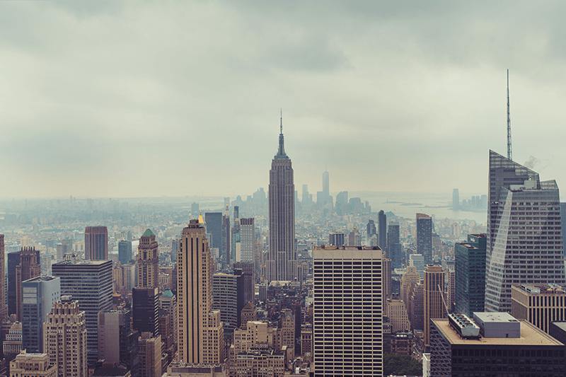 New York City business district skyline